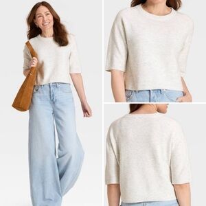 Elbow Sleeve Cozy Knit Crewneck Pullover Sweater - Universal Thread